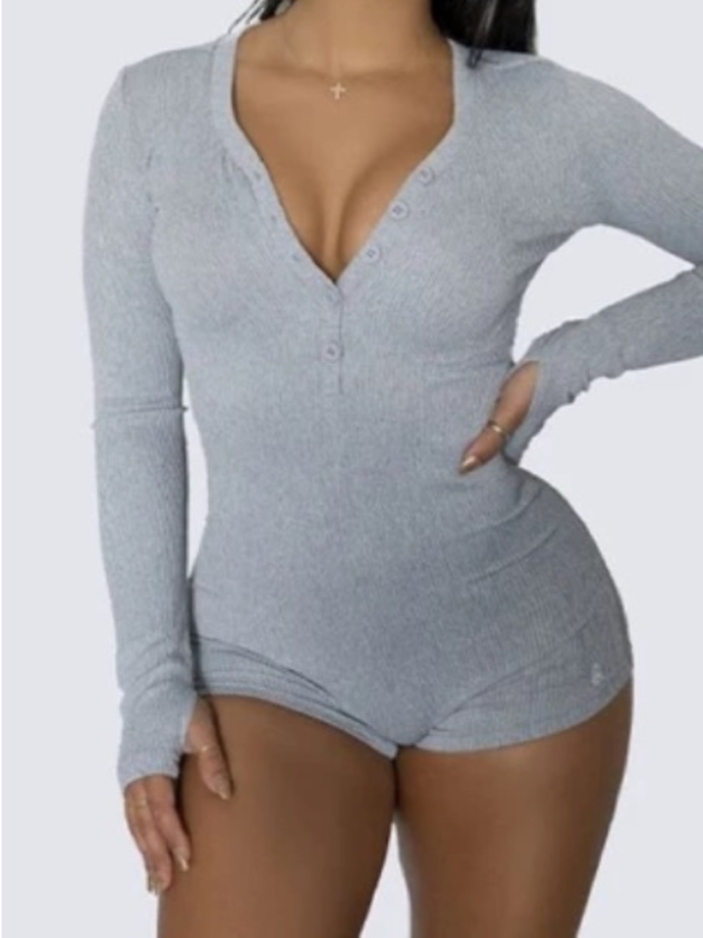 Workouts by Katya- WBK RIBBED LOUNGE ONESIE l HEATHER GRAY 🩶